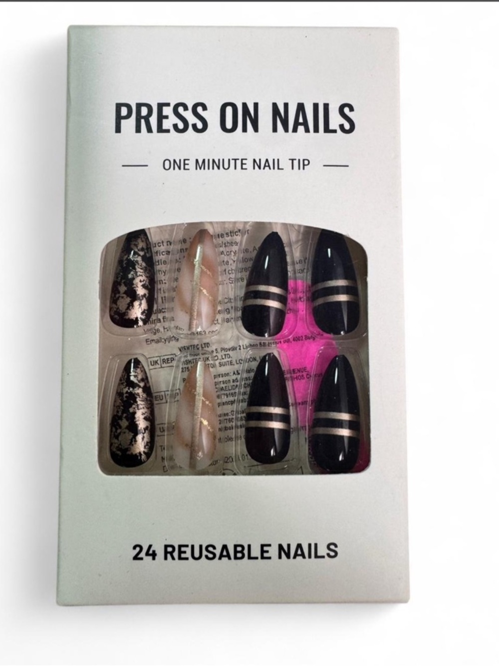24-Pack - Black & Nude Reusable Nail Tips
